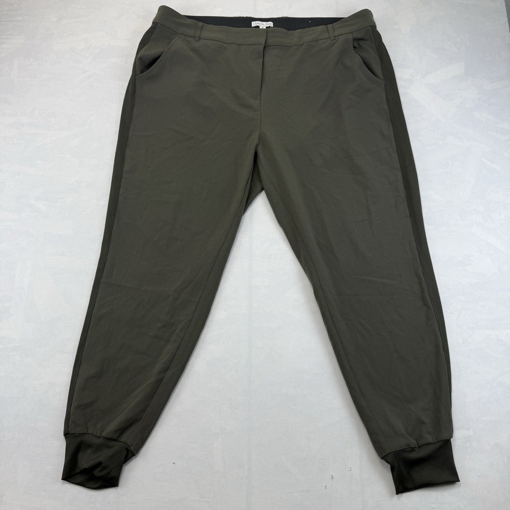 Ophelia Roe Womens 2X Olive Green Jogger Pants Pull On Elastic Waist Casual